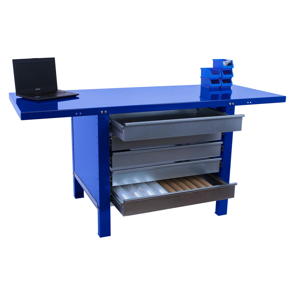 WERKBANK Buffalo Metal mit 5x Schublade HxBxT 83 x 120 x 73 cm Traglast 700 kg Blau - Blau, Metall (120/83/73cm) - PROREGAL