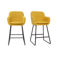 BARHOCKER Stoff Senfgelb Samteffekt H65 (2er-Set) AMIKA - Gelb, Textil (58/96/54cm) - Miliboo