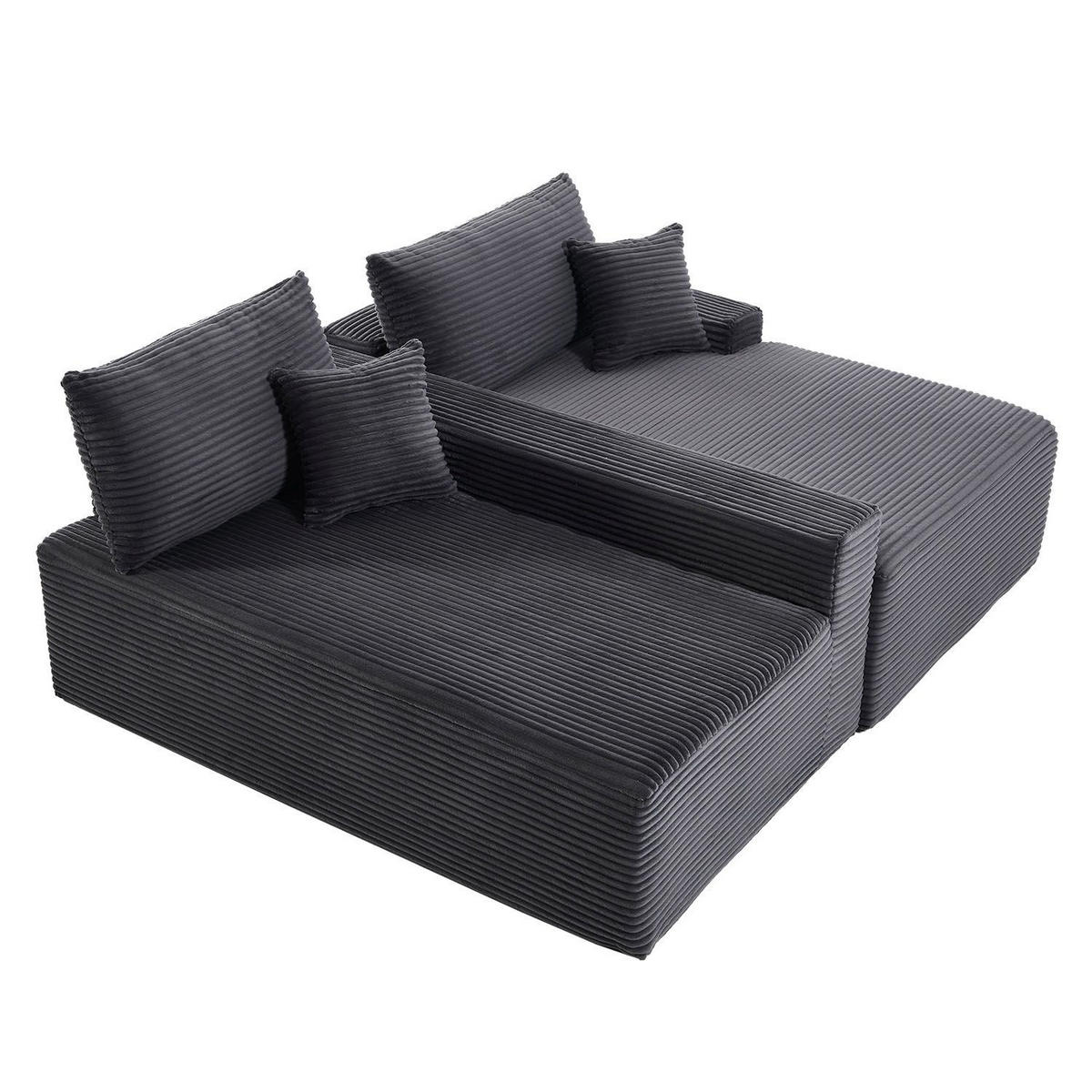 SOFA Coredo dunkelgrau Cord - Dunkelgrau, Textil (250/155cm) - Juskys
