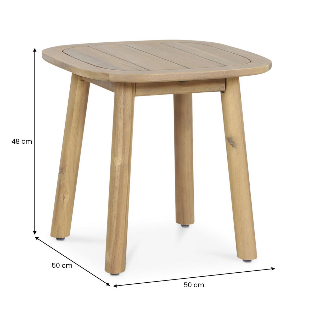 BEISTELLTISCH OUTDOOR SURIN natur - Naturfarben, Holz (50/50/48cm) - IDIMEX