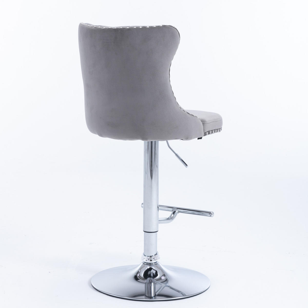 BARHOCKER 2er-Set höhenverstellbar mit Samtbezug, Grau - Grau, Textil (46/115/46cm)