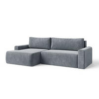 ECKSOFA MILO LARGE mit Schlaffunktion, Bettkasten und Cordbezug, Links - VIBE 95 - Dunkelgrau, Holz (270/142cm) - Dekori_Interiors