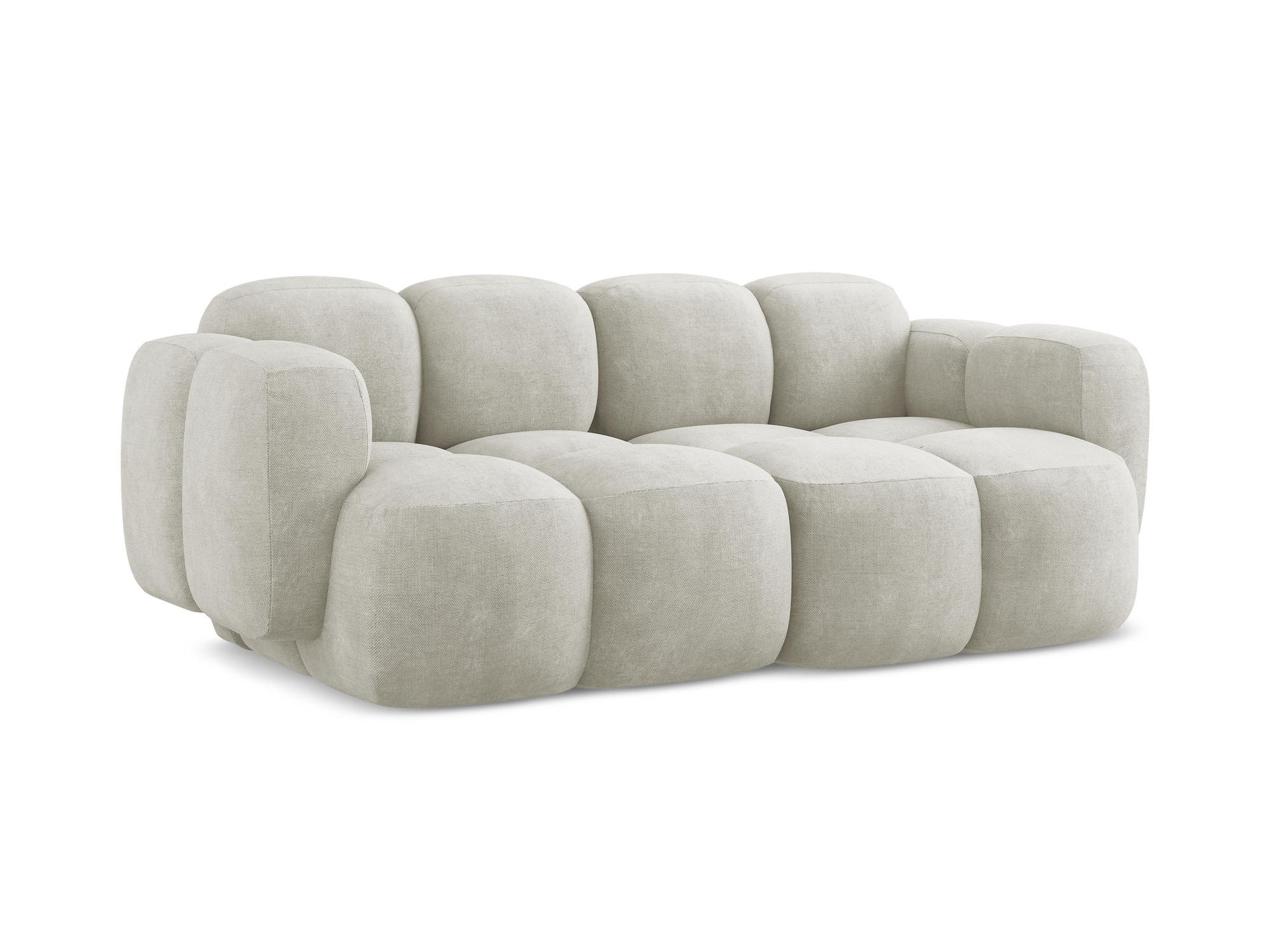 2-SITZER SOFA Chenille Stoff Creme - Perlmutt/Schwarz, Holzwerkstoff/Kunststoff (210/72/115cm) - Makamii
