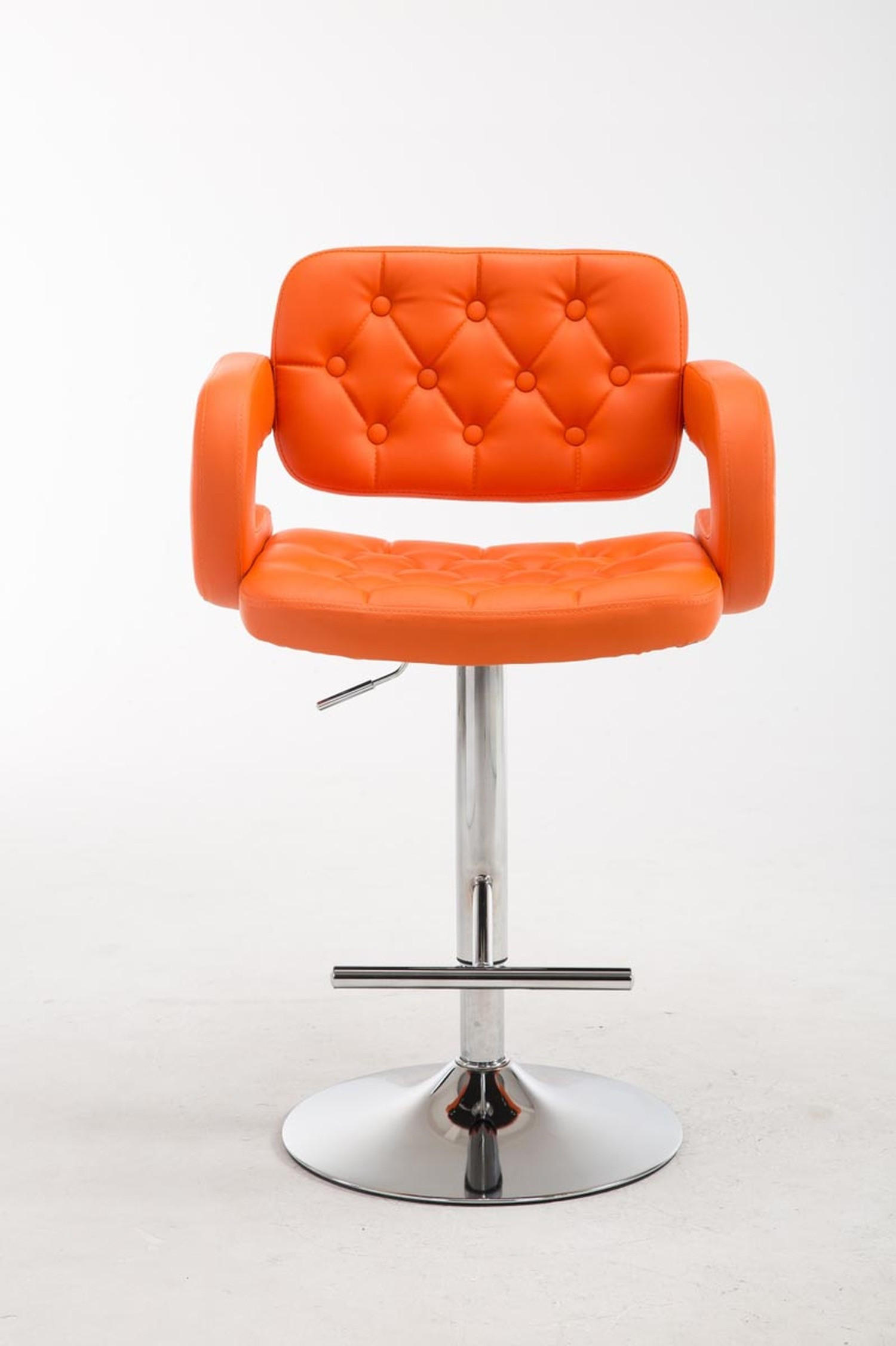 BARHOCKER Dubai, Gestell Metall in Chromoptik, Kunstleder Orange - Chromfarben/Orange, Kunststoff/Textil (52/100/55cm) - TPFLiving