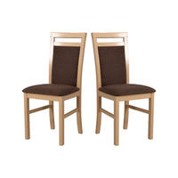 STUHL 2er Set MILANO 5 sonoma - Braun/Sonoma Eiche, Holz (43/93/40cm) - Leaf Design