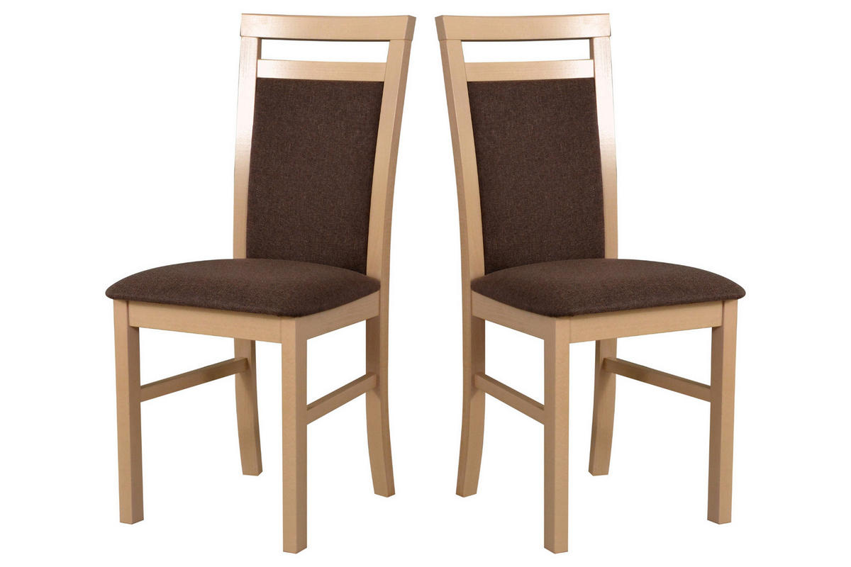 STUHL 2er Set MILANO 5 sonoma - Braun/Sonoma Eiche, Holz (43/93/40cm) - Leaf Design