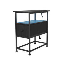 NACHTTISCH LED USB Schublade offene Fächer schwarz - Schwarz, Holz (60/62/30cm) - LEBENLANG