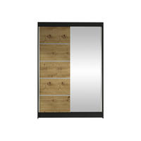 SCHWEBETÜRENSCHRANK Lino III - Schwarz/Eiche Artisan, Holzwerkstoff/Metall (120/200/58cm) - MIRJAN24