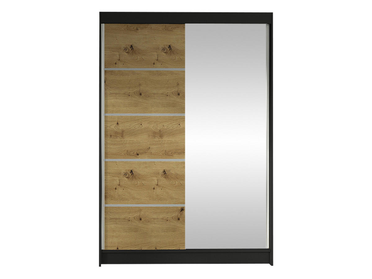 SCHWEBETÜRENSCHRANK Lino III - Schwarz/Eiche Artisan, Holzwerkstoff/Metall (120/200/58cm) - MIRJAN24
