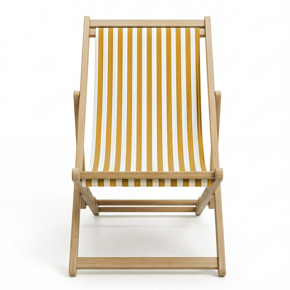 LIEGESTUHL - Akazie massiv / Webstoff - Gelb, Holz/Textil (63/88/102cm) - home24