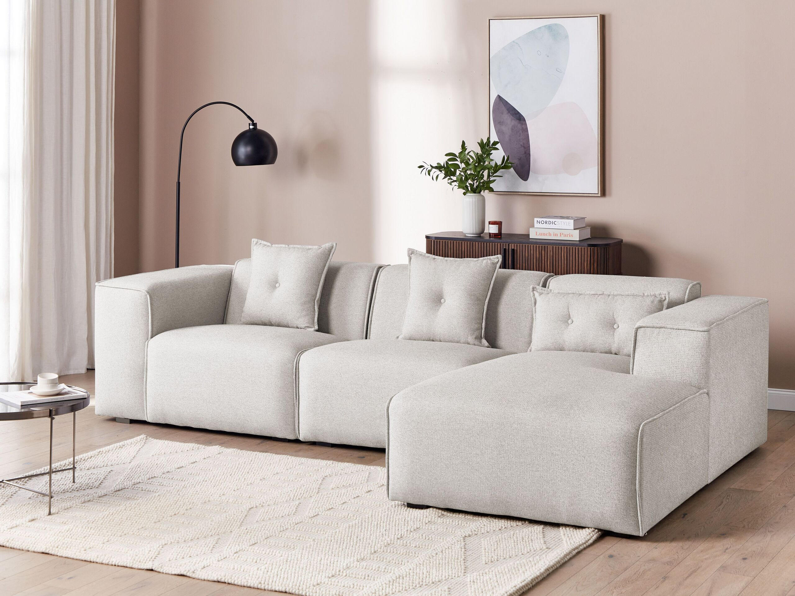 ECKSOFA Polsterbezug Hellbeige rechtsseitig Dolva - Beige, Textil (294/170cm) - Beliani