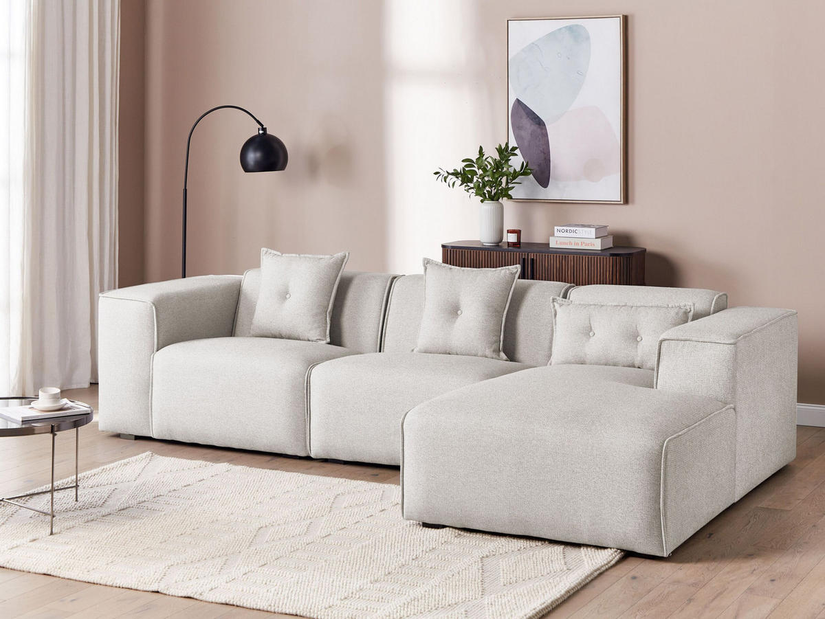 ECKSOFA Polsterbezug Hellbeige rechtsseitig Dolva - Beige, Textil (294/170cm) - Beliani