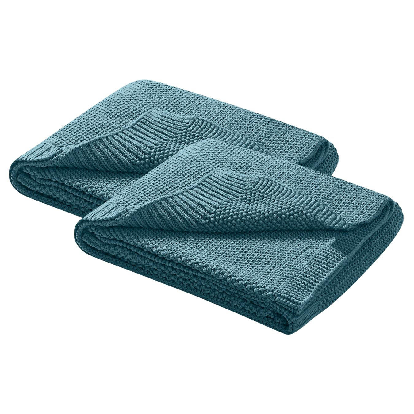 SCHMUSEDECKE 2er Set Strick türkis 70/100 cm - Türkis, Textil (70/100cm) - wometo