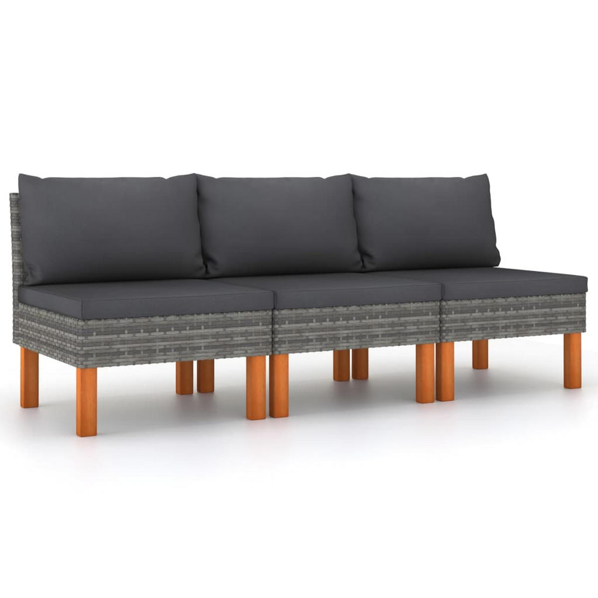 GARTENSOFA DYLOE 67/60.5/64.5 cm （3-SITZER） - Grau, Holz (67/60.5/64.5cm) - ZMH