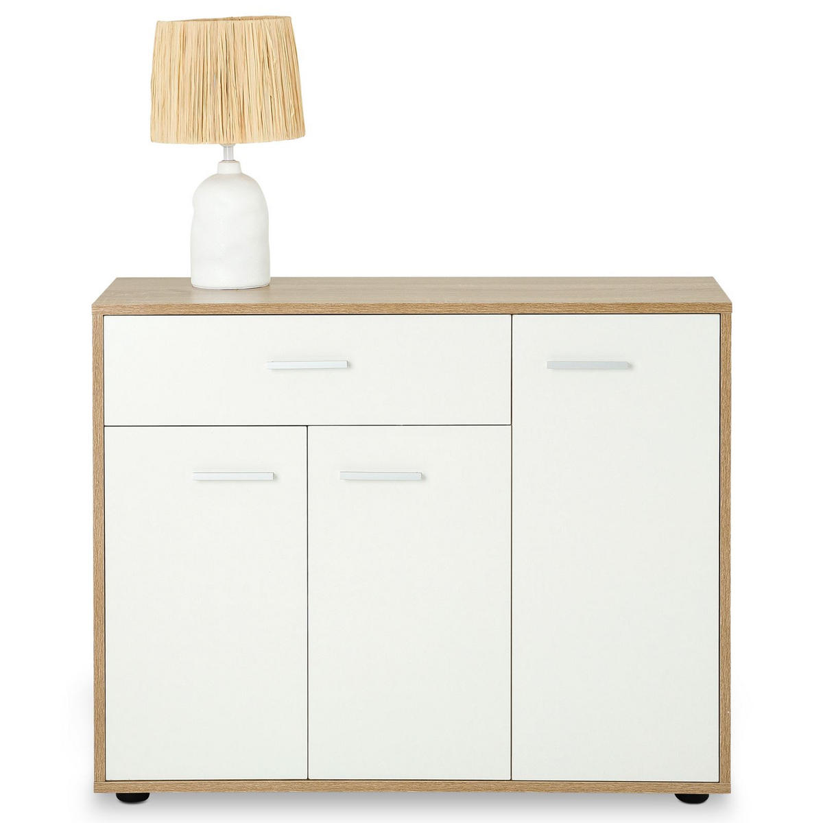 KOMMODE ESTELLE - Weiß/Sonoma Eiche, Holzwerkstoff (88/70/30cm) - CARO-Möbel