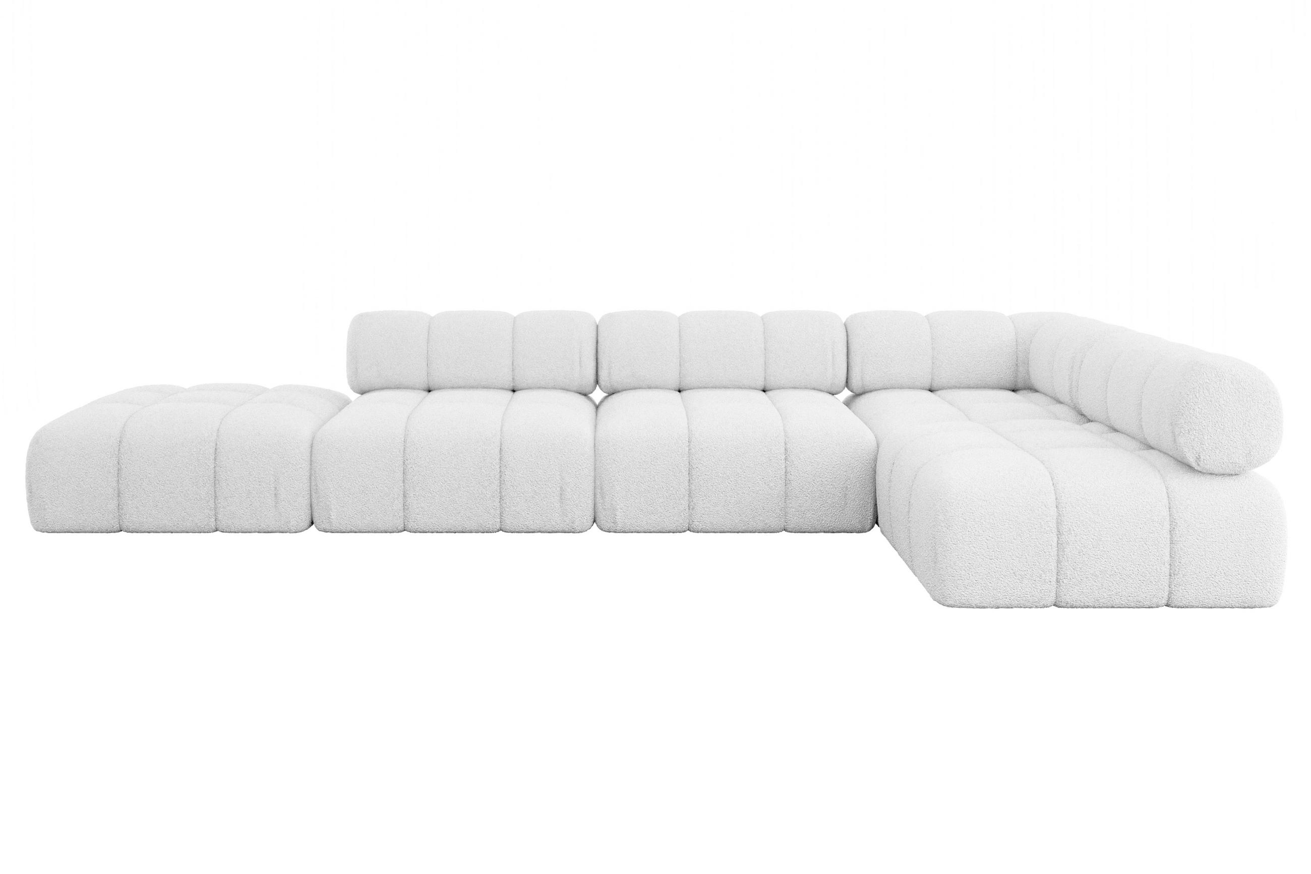 ECKSOFA modulares Sofa Favio-L2 - 380x190x70 cm Weiß Bouclé - Weiß, Holzwerkstoff/Textil (380/190cm) - ALTDECOR