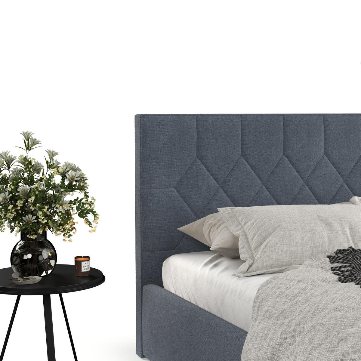 POLSTERBETT Brisa 180/200 cm Blau im Asti Stoff - Blau/Schwarz, Holz/Holzwerkstoff (180/200cm) - AltaBeds