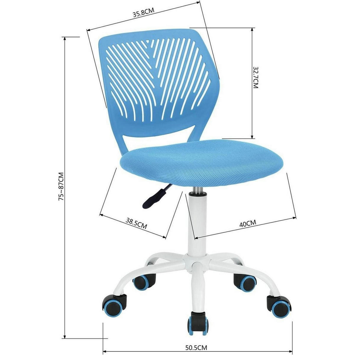 BÜROSTUHL 2er Set Blau Verstellbar Ergonomisch - Blau, Kunststoff (38.5/75/40cm)