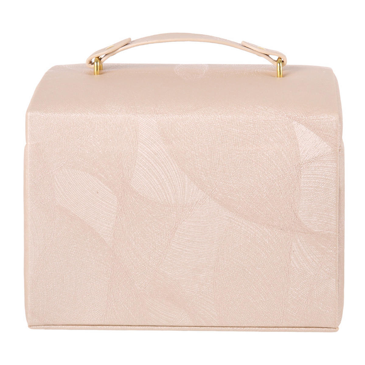 SCHMUCKKÄSTCHEN 17.5/13.5/12 cm Multifunktional Tragbar Schloss PU-Leder Samtfutter Nude-Pink - Pink, Leder/Textil (17.5/12/13.5cm) - Livingandhome