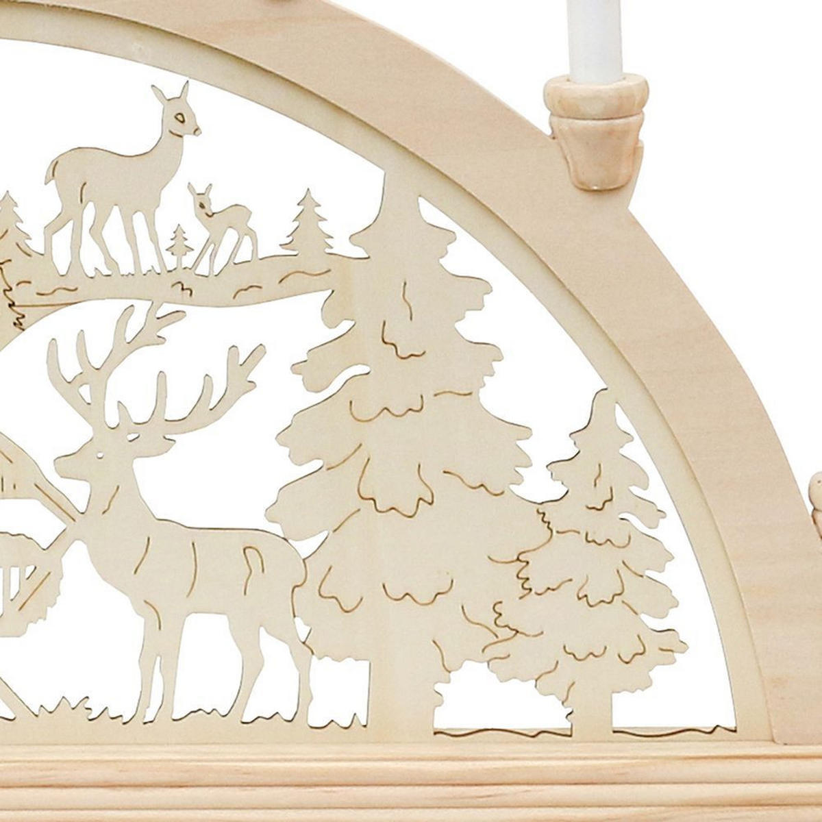 SCHWIBBOGEN Waldkirche und Rehe 7-flammig - Multicolor, Holz (0.1/1/0.1cm) - Dekoteam24