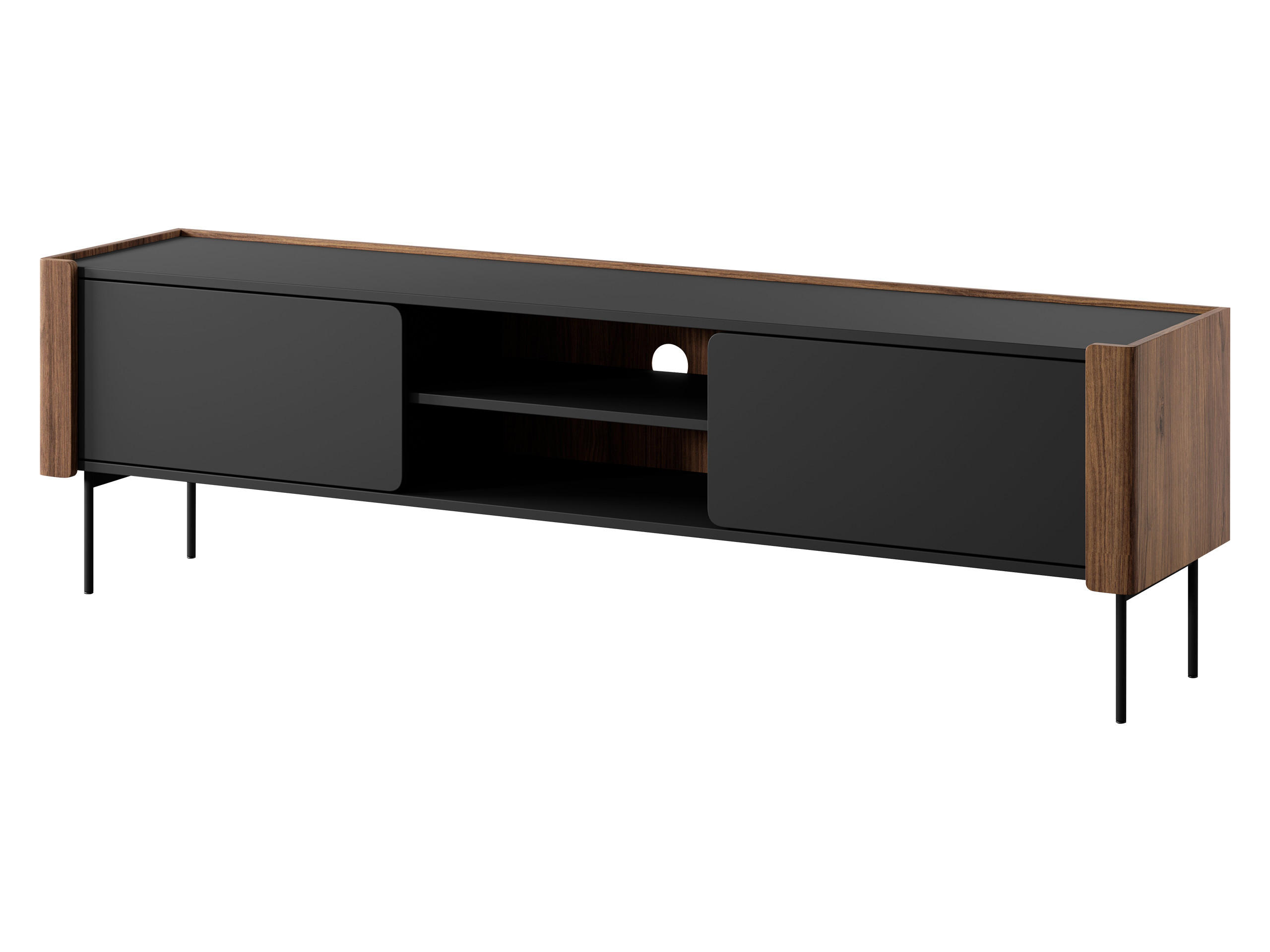 TV-LOWBOARD Wrap 180 - Nussbaumfarben/Schwarz, Holzwerkstoff/Metall (180/53/40cm) - MIRJAN24