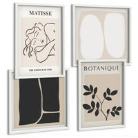 BILDER SET 4er Set - 50x50 cm & 40x60 cm Weißer Rahmen - Matisses stilvolle Pflanzenbilder - Weiß, Kunststoff (50/50cm) - TULUP