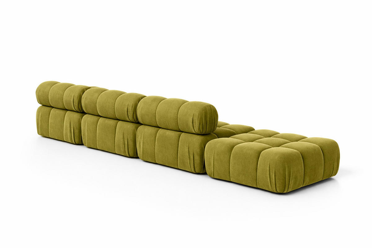 ECKSOFA L-Form XL, Stoff Velours Salvador, Olive, Rechts, Selia L XL - Olivgrün, Holz (380/160cm) - Kaiser Möbel