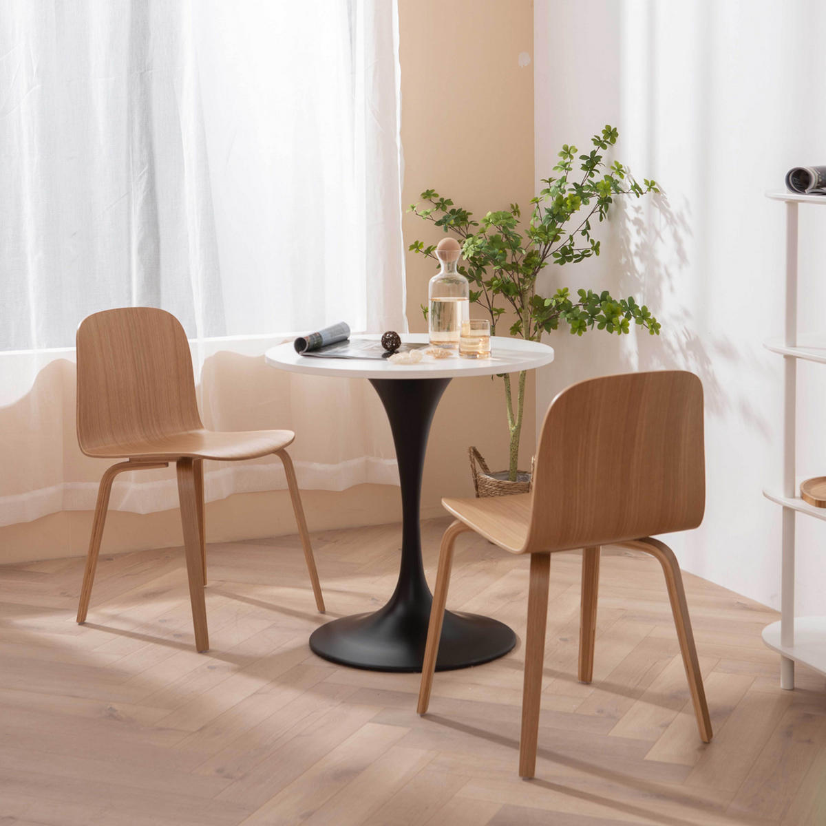 STÜHLE 2-tlg., Holzfarbe - Braun, Holz (46/80/54cm) - Oviala