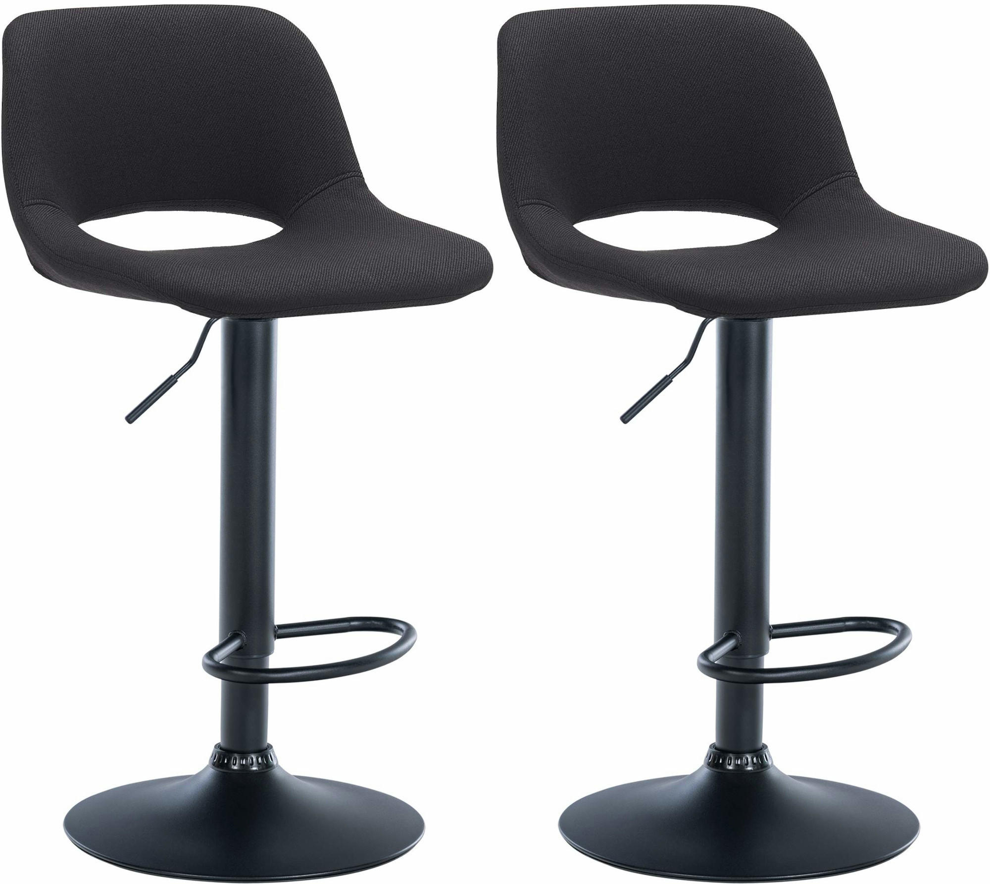 BARHOCKER 2er Set Stoff schwarz - Schwarz, Textil/Metall (42/86/46cm) - CLP