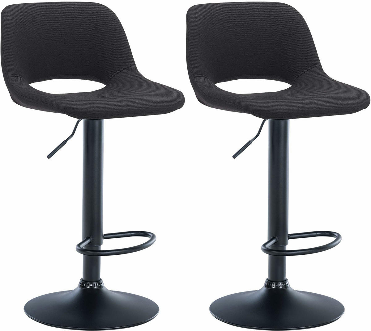 BARHOCKER 2er Set Stoff schwarz - Schwarz, Textil/Metall (42/86/46cm) - CLP
