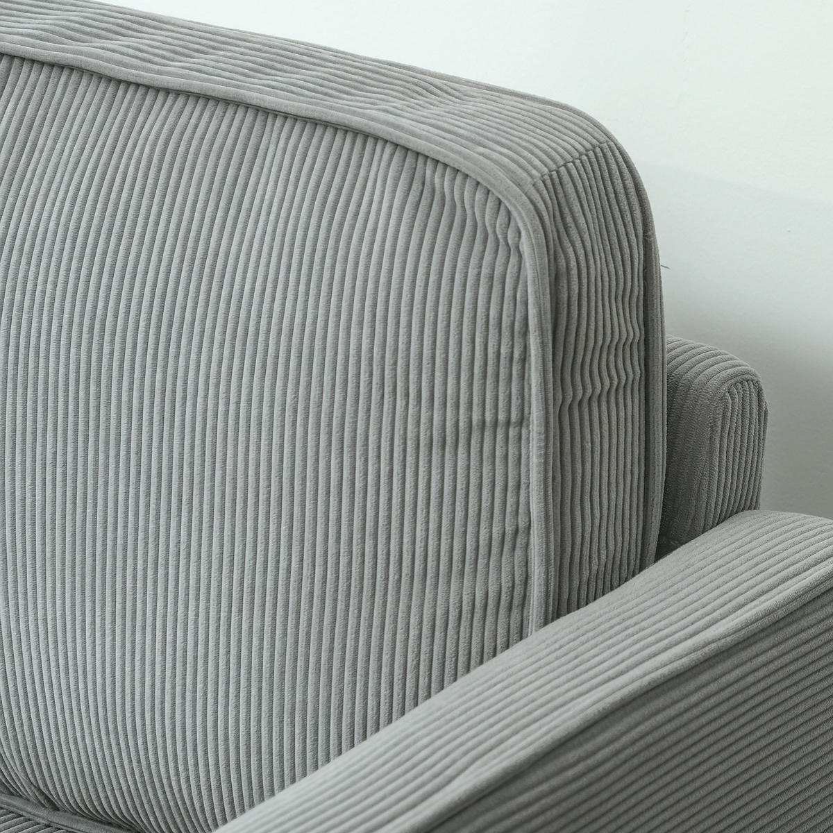 ZWEISITZER-SOFA DE-06480 solide Holzbeine, Cordbezug Hellgrau - Hellgrau, Holz/Textil (117/79/63cm) - ComfortXL