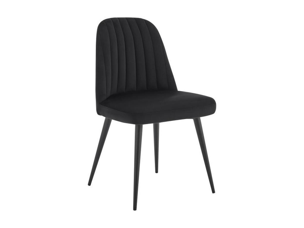 STUHL 2er-Set - Samt & Metall - Schwarz - ELEANA - Schwarz, Textil (52/81/49cm) - Vente-Unique