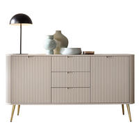KOMMODE Zova Beige, Goldene Beine, Kombikommode - Beige/Goldfarben, Holzwerkstoff/Metall (168/87/39cm) - Bettso