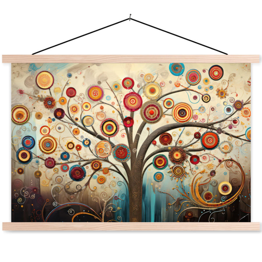 MuchoWow PLAKÁT S MAGNETICKOU LIŠTOU Strom - Strom života - Barva 90x60 cm