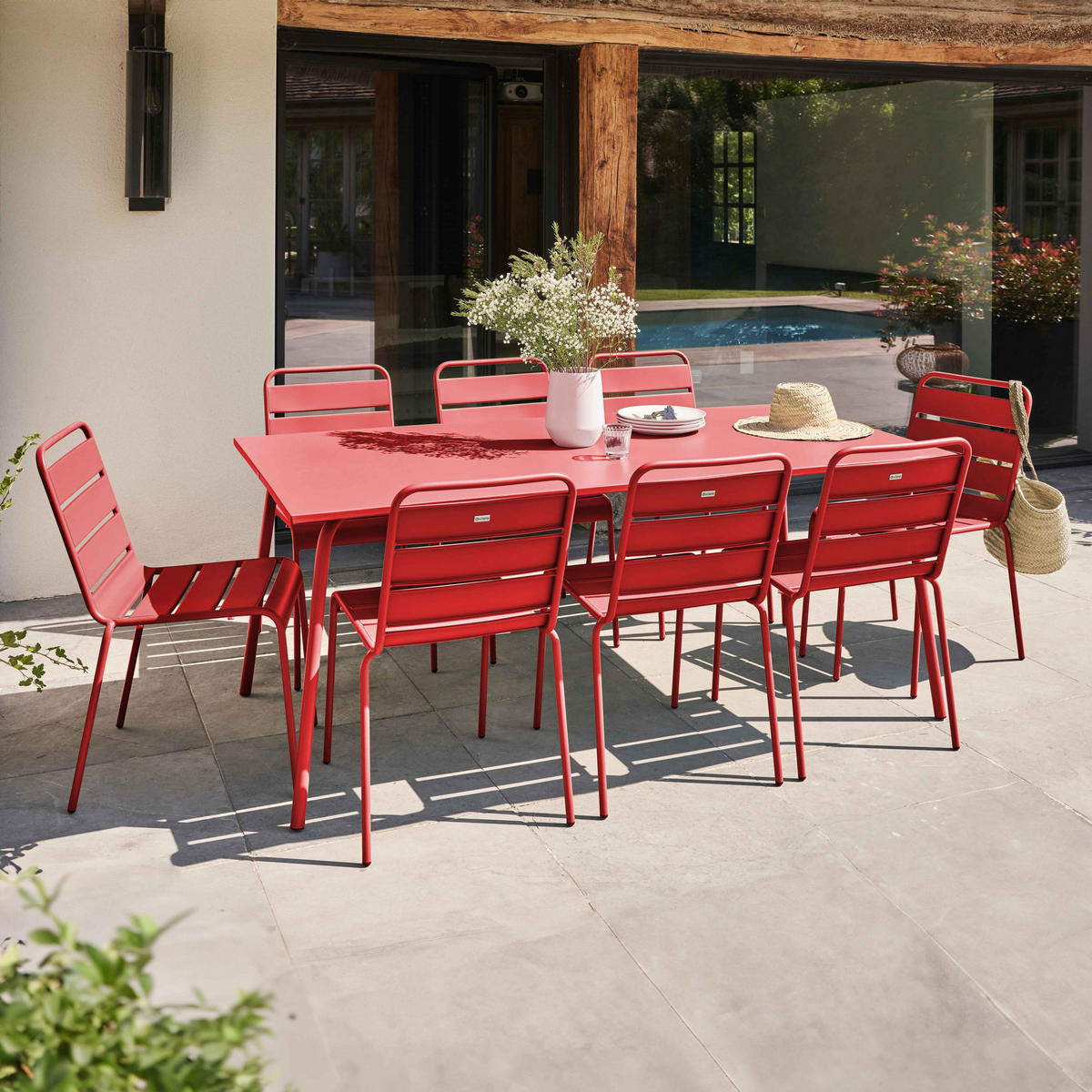 GARTENSET 9-tlg., Rot - Rot, Metall - Oviala