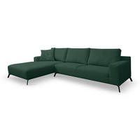 ECKSOFA Aspen in L-Form, Coach Farbe: Grün, Velourstoff, Ottomane Links - Grün, Textil (187/312cm) - VENASI MÖBEL