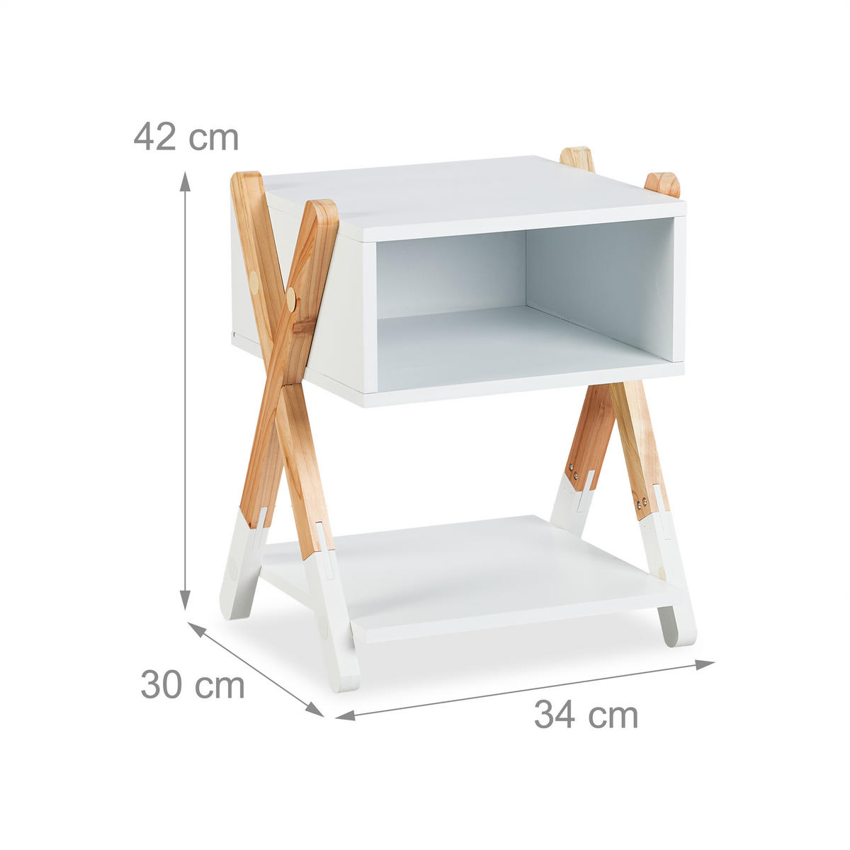 KINDER-NACHTTISCH - Weiß, Holz/Holzwerkstoff (34/42/30cm) - Relaxdays