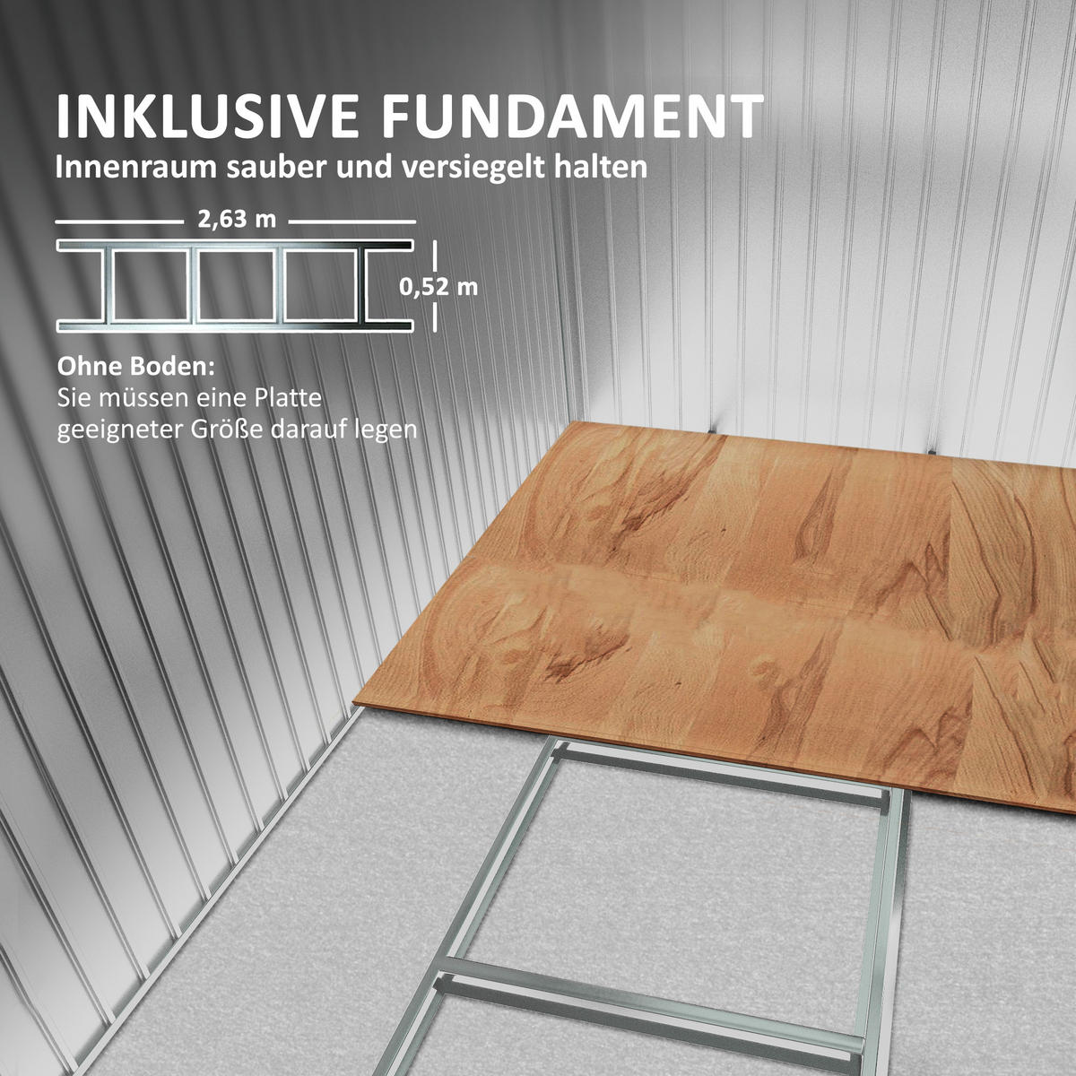 GERÄTEHAUS Gartenhaus mit Schiebetür Fenster Outdoor Stahl Dunkelgrau - Dunkelgrau, Metall (130/172/280cm) - Outsunny