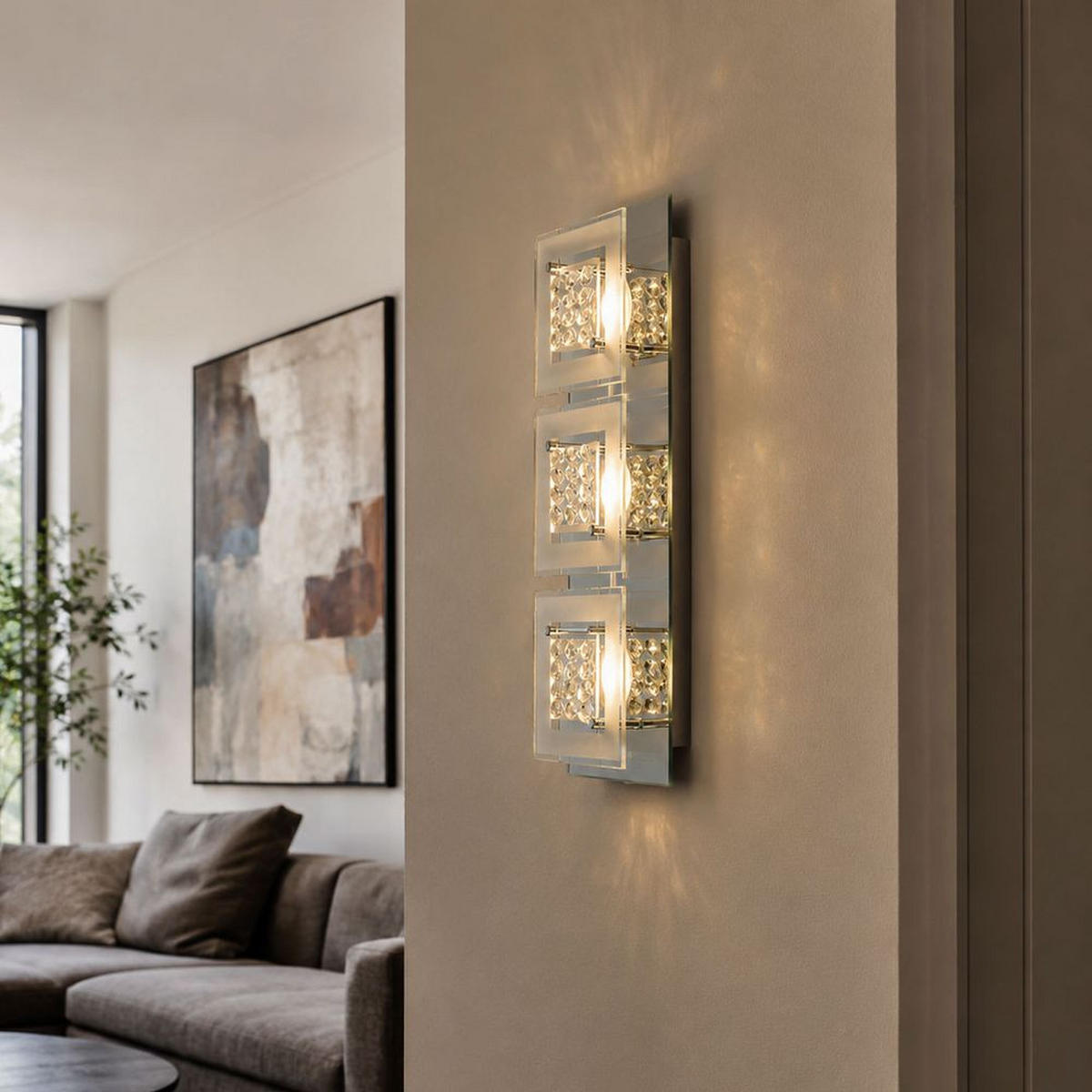 LED DECKENLEUCHTE Miranda Klar Chrom - Silberfarben, Glas (40/14/7cm) - Esto