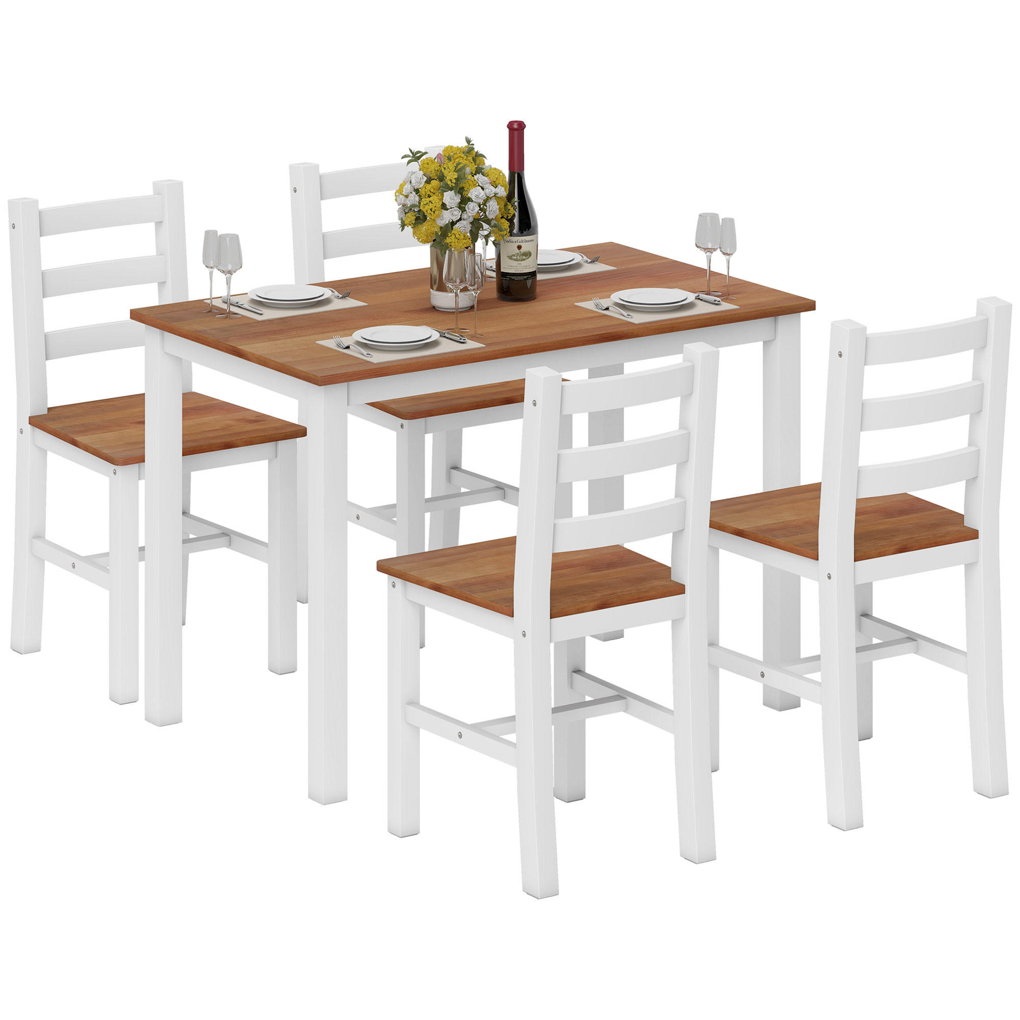 ESSTISCH-SET DE-10191 5-teilig, rechteckig Braun - Braun, Holzwerkstoff (65/75/108cm) - ComfortXL