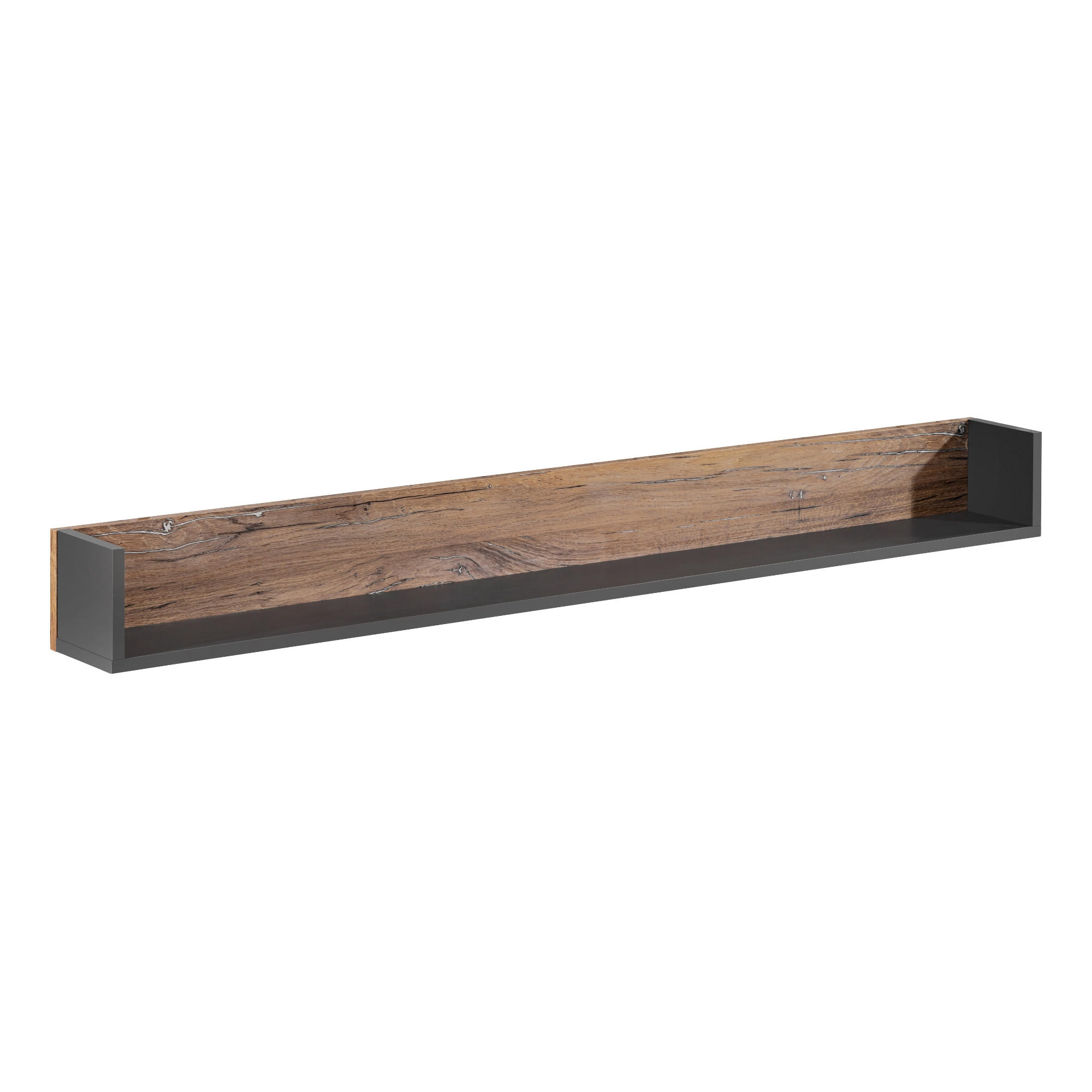 WANDREGAL ORVIETO POL, Eiche, Anthrazit - Eichefarben/Anthrazit, Holzwerkstoff (149.9/15/40cm) - Komodee