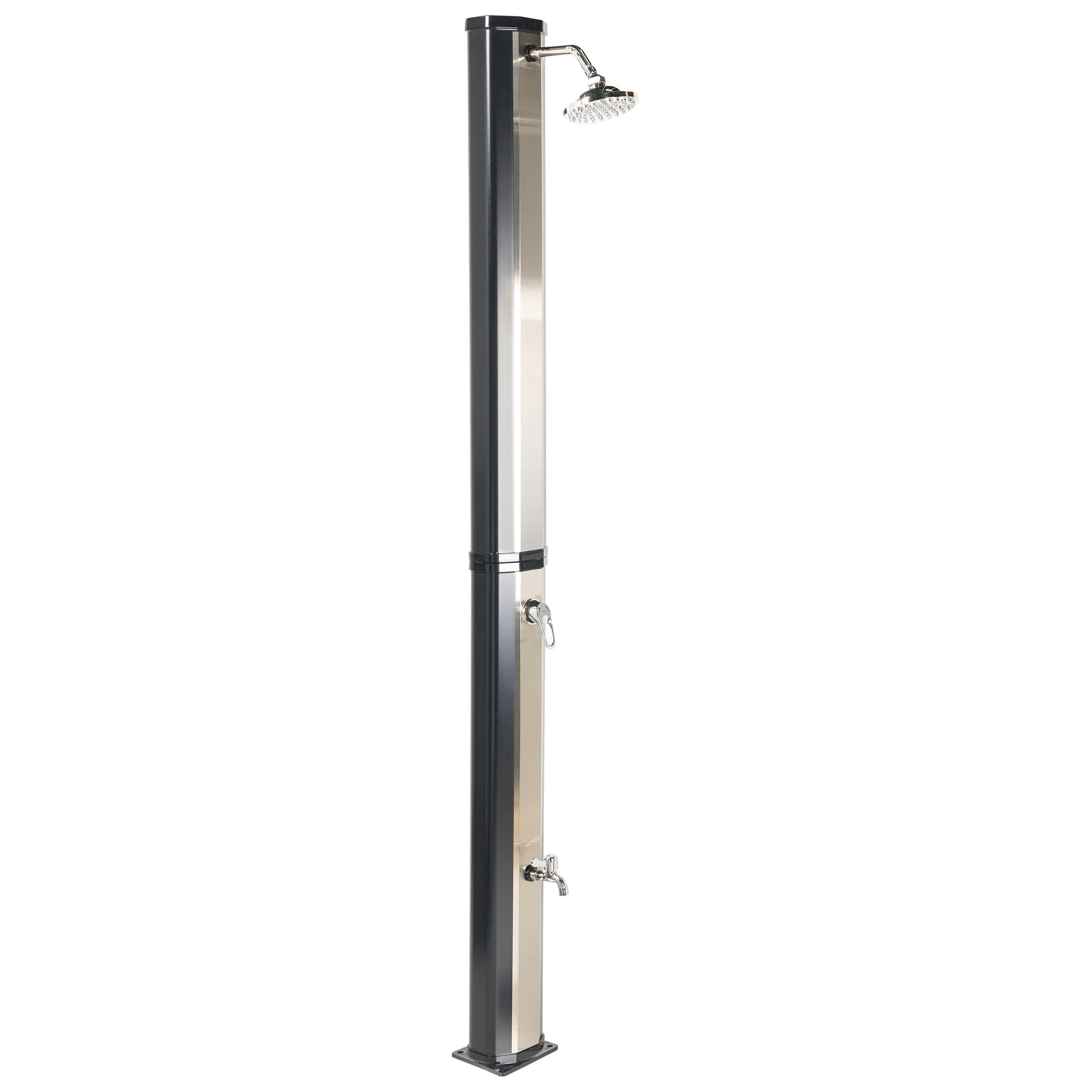 FREISTEHENDE solarbetriebene Gartendusche Schwarz Tuxpam - Schwarz, Kunststoff (18/217/15cm) - Beliani