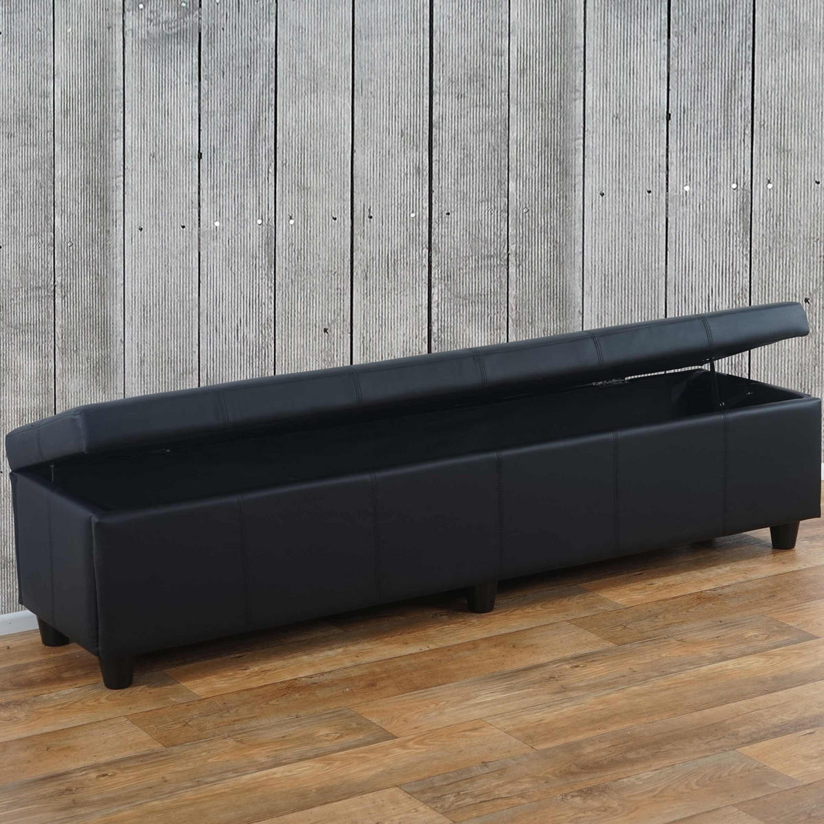 SITZBANK MIT AUFBEWAHRUNG XXL Schwarz, Anthrazit - Anthrazit/Schwarz, Textil (180/45/45cm) - MCW