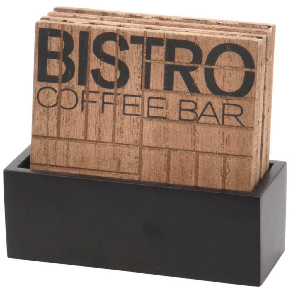 GLASUNTERSETZER Bistro 4er-Set - Braun, Holzwerkstoff (4.5/11.5cm) - Home Styling Collection