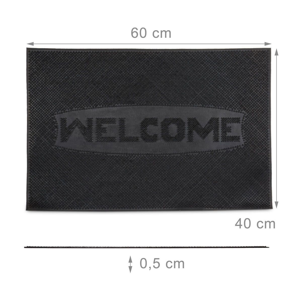 FUßMATTE - Schwarz, Kunststoff (60/40cm) - Relaxdays