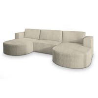 ROHOVÁ SEDAČKA VEZZO krémová - šedá/krémová, dřevo/textil (347/174cm) - MASSENO