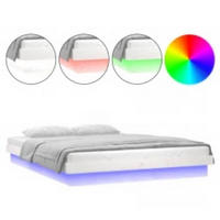 MASSIVHOLZBETT Mit Leds Weiss 160/200 Cm - Weiß, Naturmaterialen (160/200cm) - vidaXL