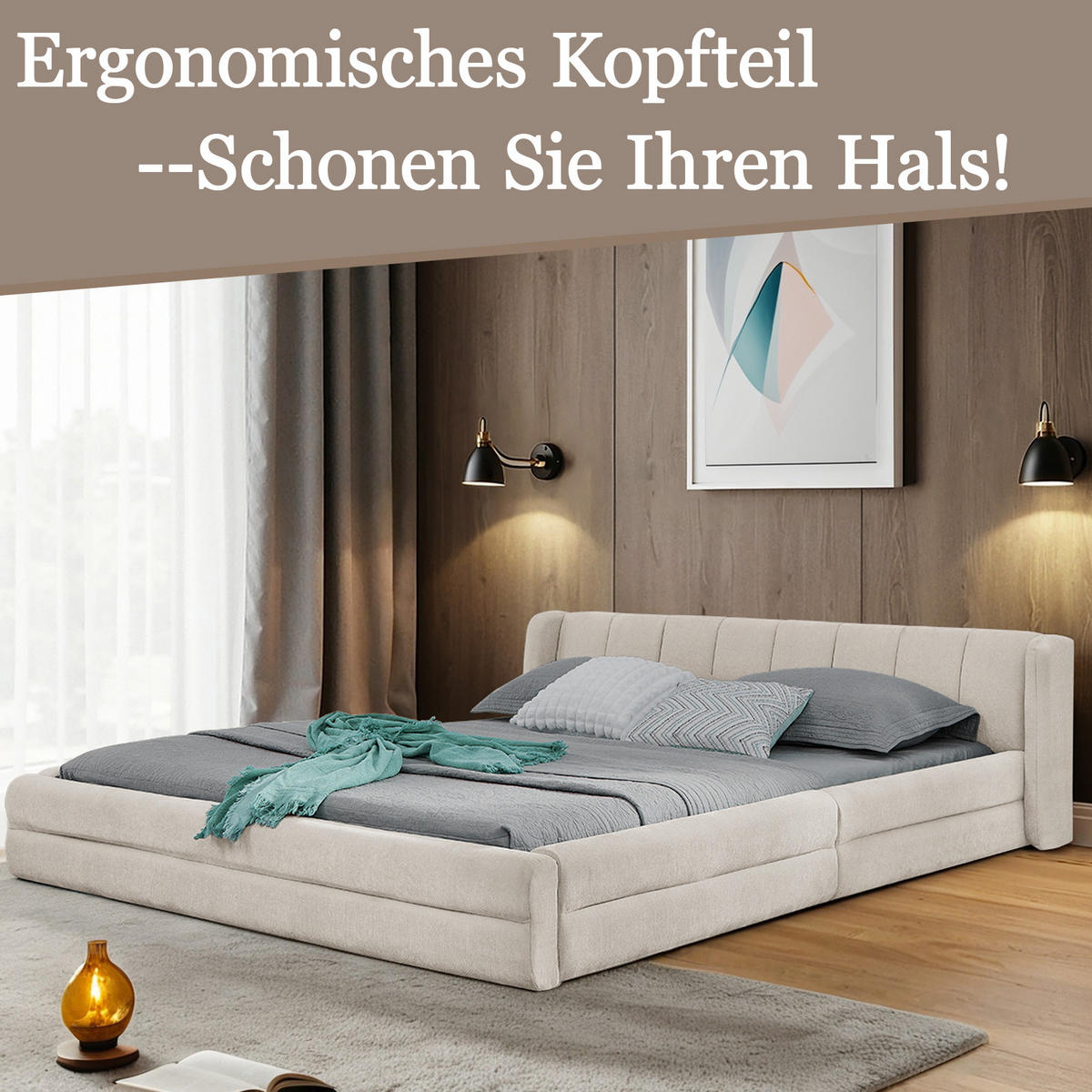 POLSTERBETT 140x200 cm Chenille beige - Beige, Kunststoff (140/200cm) - Fortuna Lai