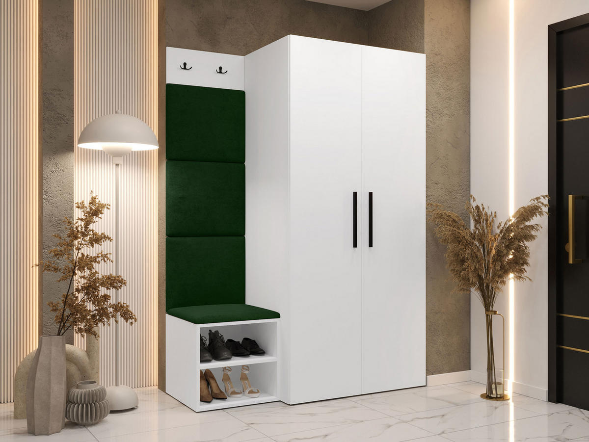 MOBILIER PENTRU HOL Medi IV - alb/verde, material plastic/compozit lemnos (80/191/50cm) - MIRJAN24