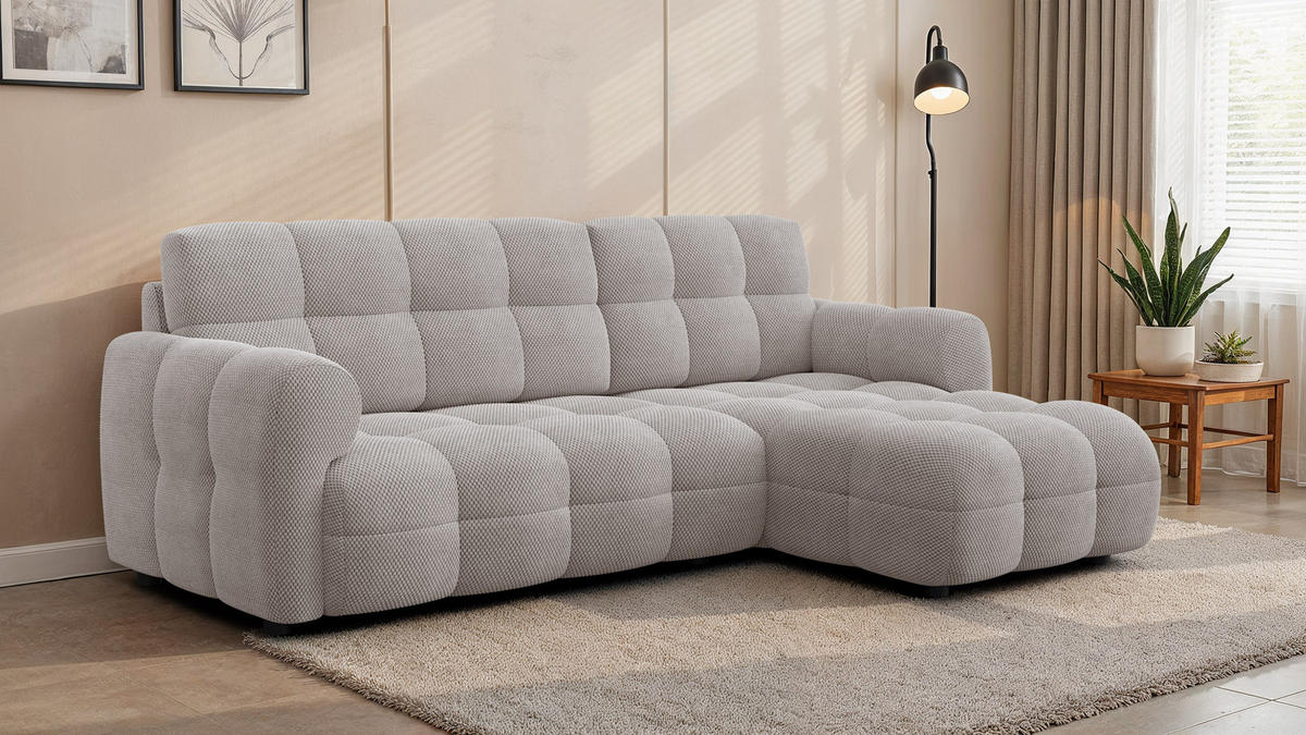 ECKSOFA MELLOW 3-Sitzer, beige - Beige/Schwarz, Holz/Textil (232/156cm) - Courtois Laville